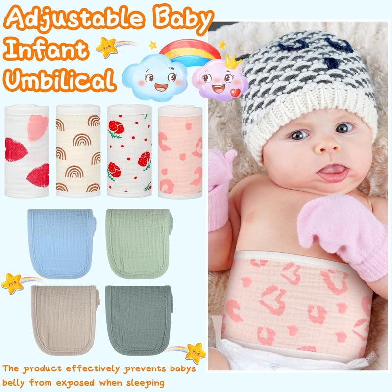 Vabean 8 Pcs Baby Infant Umbilical Cord Comfort Adjustable Cotton Belly Band for Protection, Baby Gifts for 0 To12 Months (Cute) - Image 4